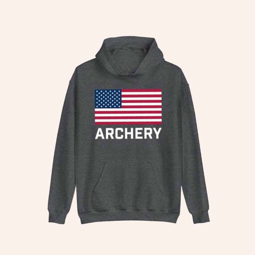 USA Archery Merch Archery American Flag Hoodie Gift For Brother Birthday-1