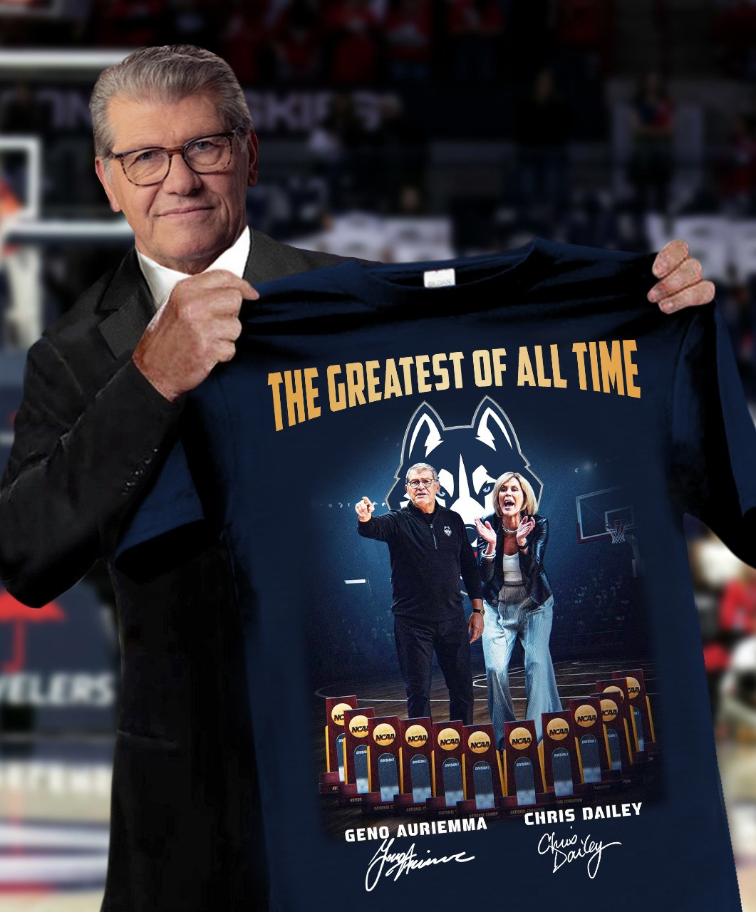 Uconn Huskies T-Shirt The Greatest Of All Time Geno Auriemma Chris Dailey Coach Gifts-1