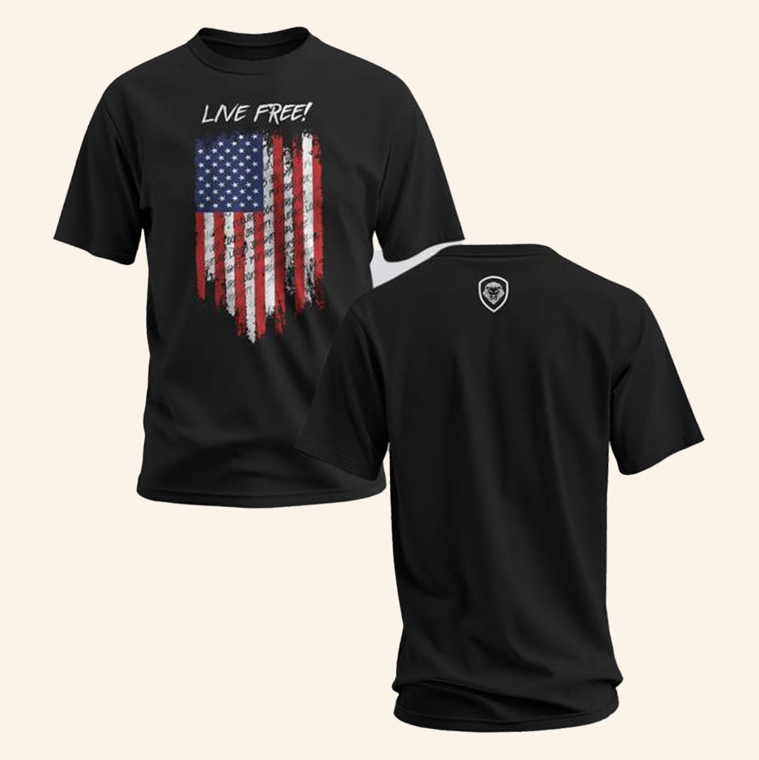 Valuetainment Merch Live Free USA Flag Black T-Shirt Gift Ideas For Father-1 Valuetainment Merch Live Free USA Flag Black T-Shirt Gift Ideas For Father-1