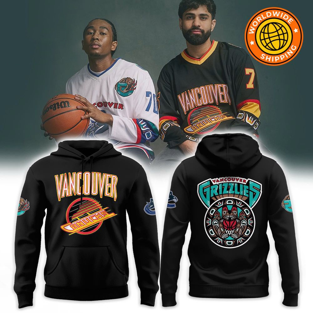 Vancouver Canucks X Grizzlies Black Vintage Skate Hoodie Fathers Day Gifts For Husband-1 Vancouver Canucks X Grizzlies Black Vintage Skate Hoodie Fathers Day Gifts For Husband-1