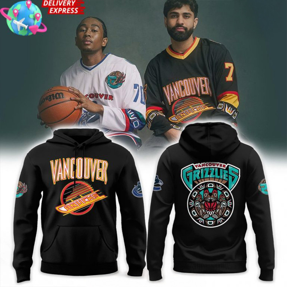 Vancouver Canucks x Grizzlies Black Skate Special Hoodie Canucks Merch Gifts For Husband-1 Vancouver Canucks x Grizzlies Black Skate Special Hoodie Canucks Merch Gifts For Husband-1