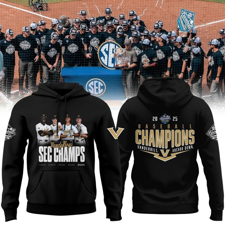 Vanderbilt Baseball 2025 SEC Baseball Tournament Champions Hoodie Vandy Boys Gifts For Him-1
