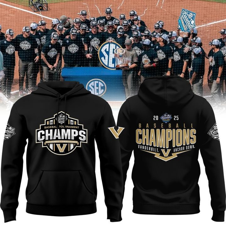 Vanderbilt Baseball 2025 SEC Baseball Tournament Champions Hoodie Vandy Boys Merch Gifts-1