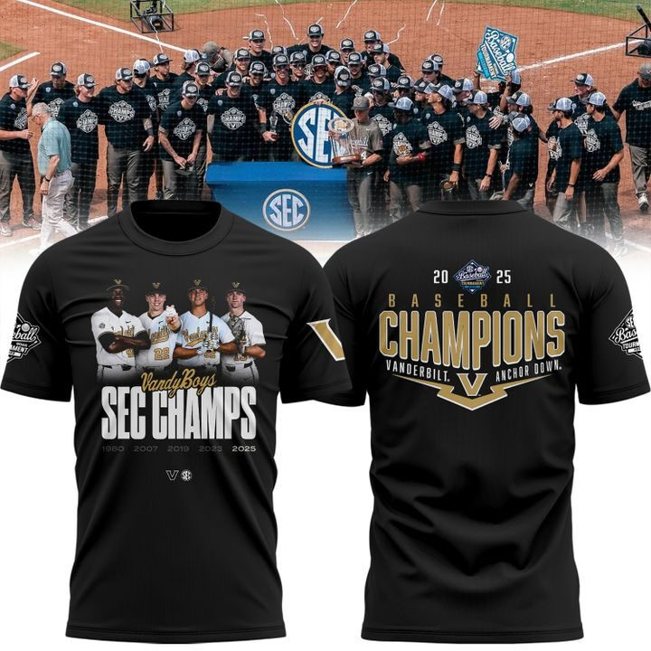 Vanderbilt Baseball 2025 SEC Baseball Tournament Champions Shirt Vandyboys Unique Fan Gifts-1