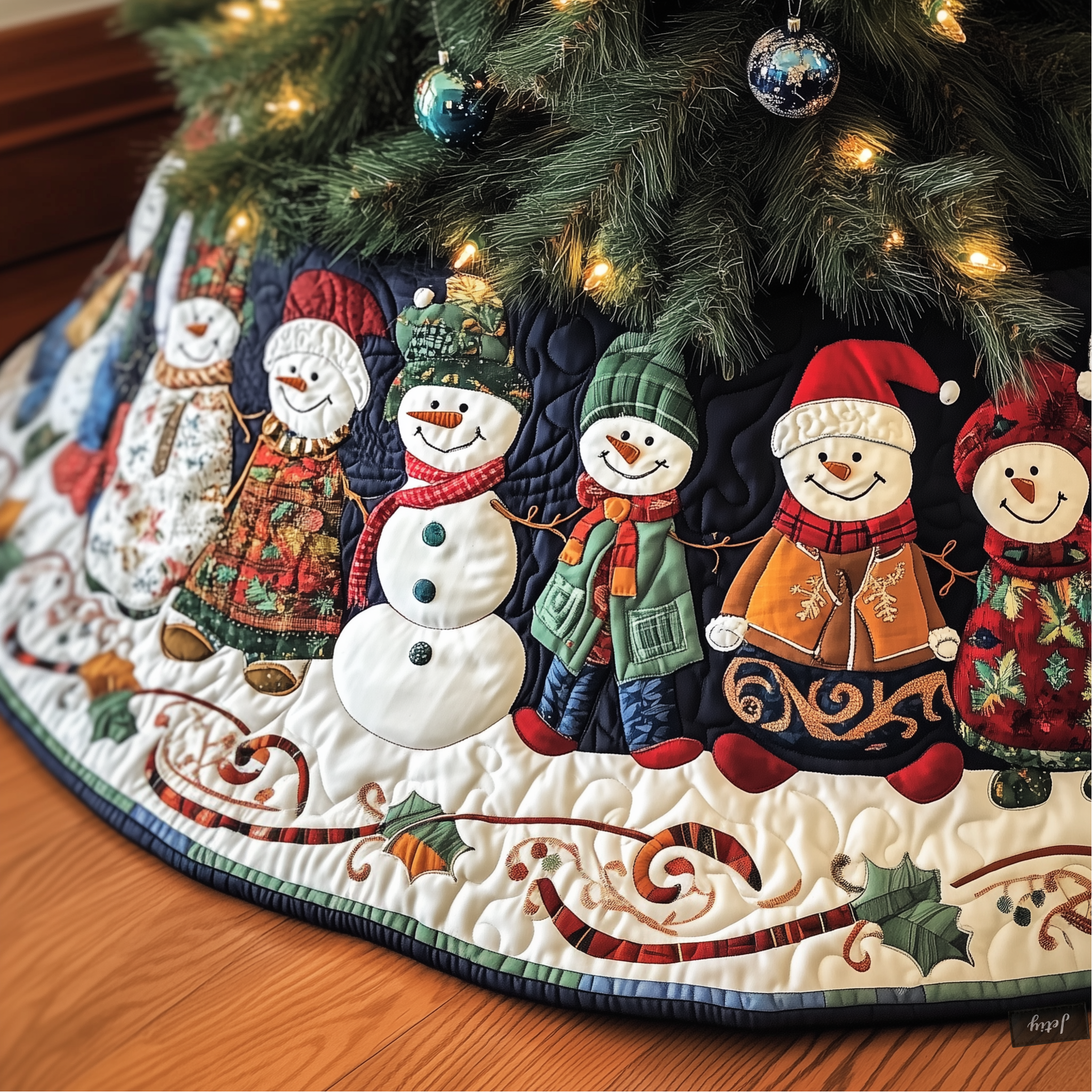 Vintage Christmas Snowman Quilted Tree Skirt Best Christmas Tree Skirts Indoor Xmas Tree Decorations-1 Vintage Christmas Snowman Quilted Tree Skirt Best Christmas Tree Skirts Indoor Xmas Tree Decorations-1
