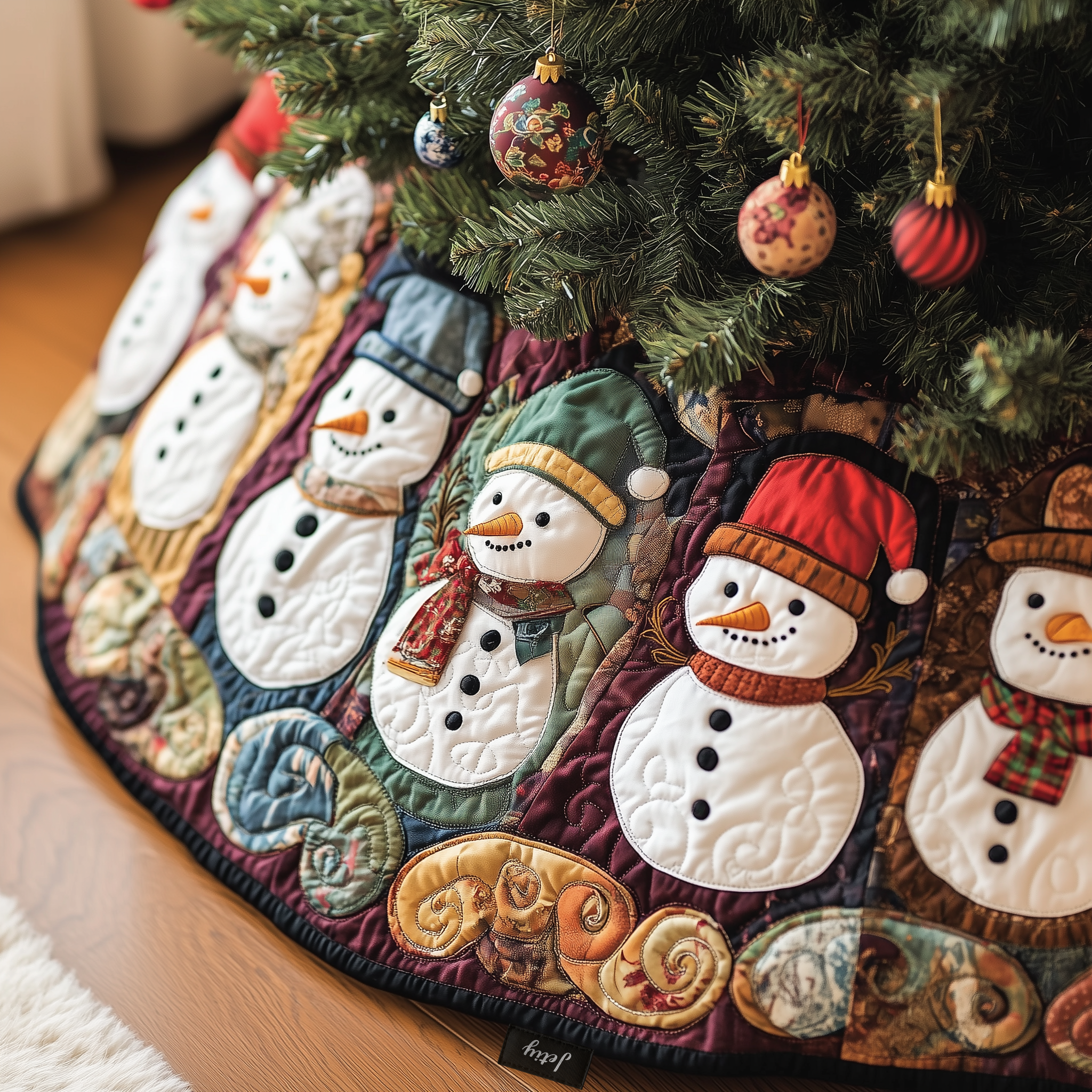Vintage Christmas Snowman Quilted Tree Skirt Xmas Tree Base Cover Decorations The Snowman Christmas Gifts-1 Vintage Christmas Snowman Quilted Tree Skirt Xmas Tree Base Cover Decorations The Snowman Christmas Gifts-1