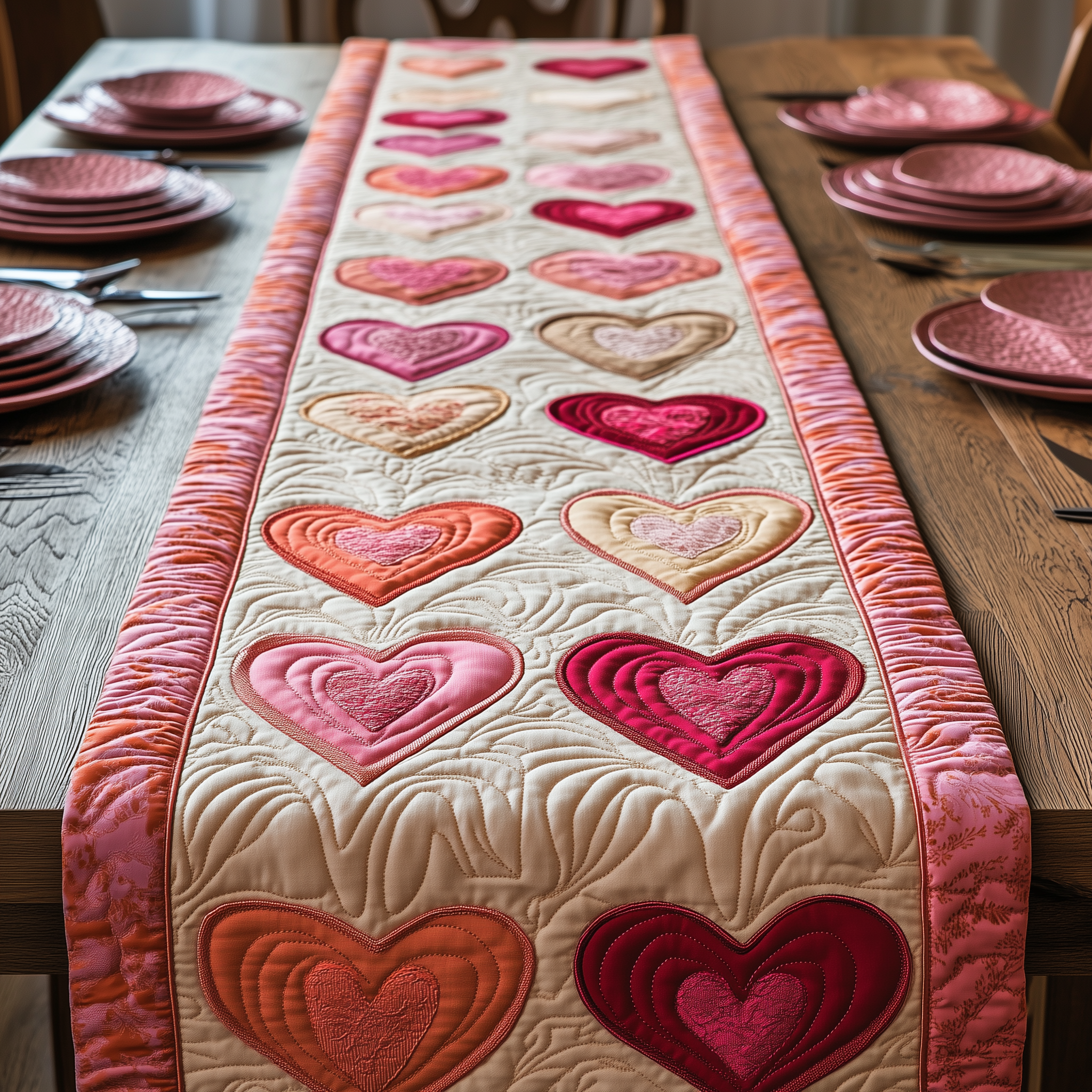 Vintage Heart Quilted Table Runner Best Valentine Day Gifts For Mom-1