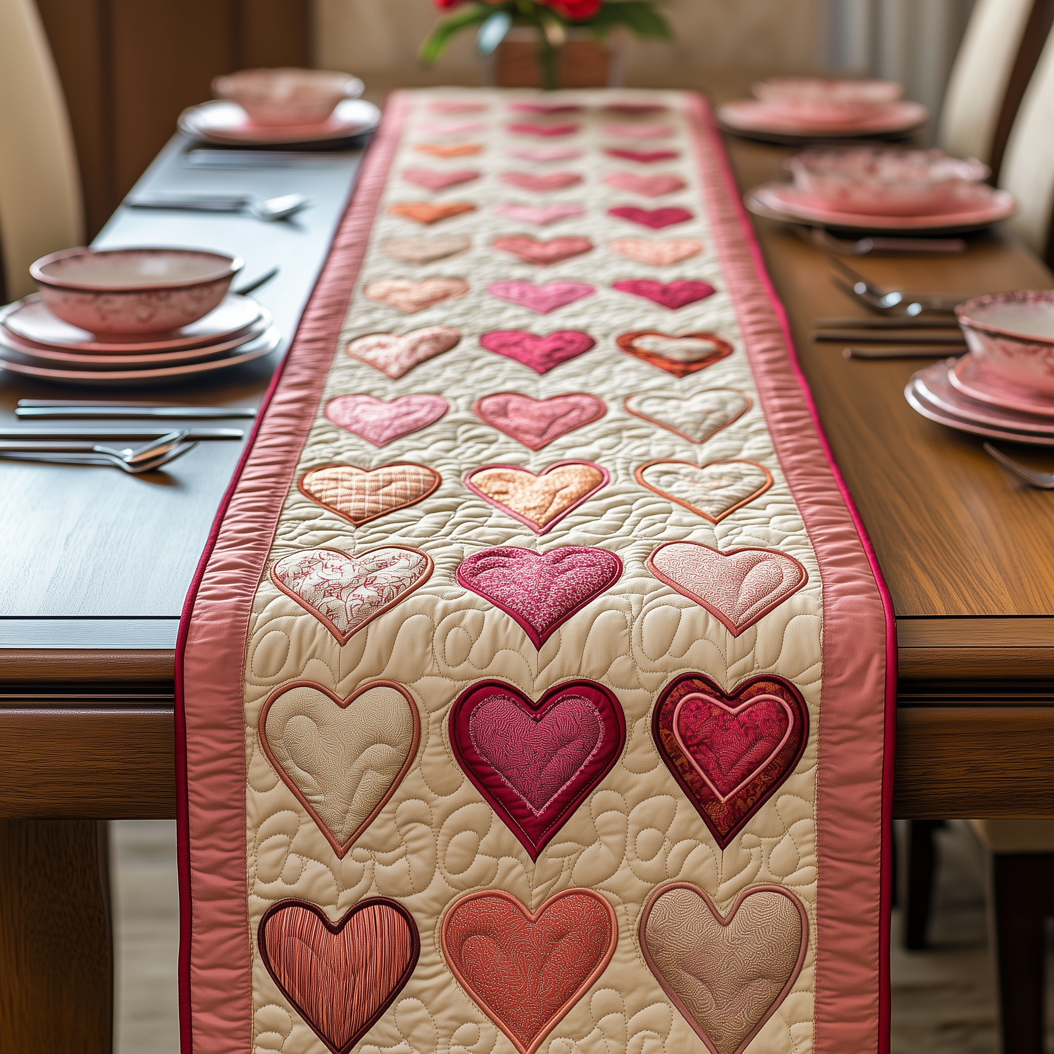 Vintage Heart Quilted Table Runner Valentine Day Gifts For Grandma-1 Vintage Heart Quilted Table Runner Valentine Day Gifts For Grandma-1