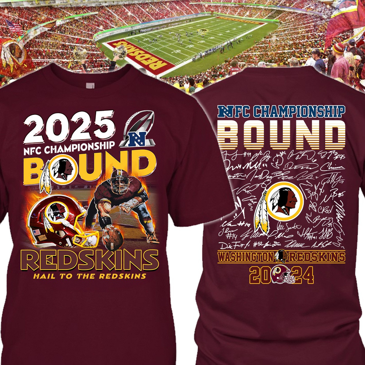 Washington Commanders NFC Champions Hail To The Redskins Shirt Football Fan Merch-1
