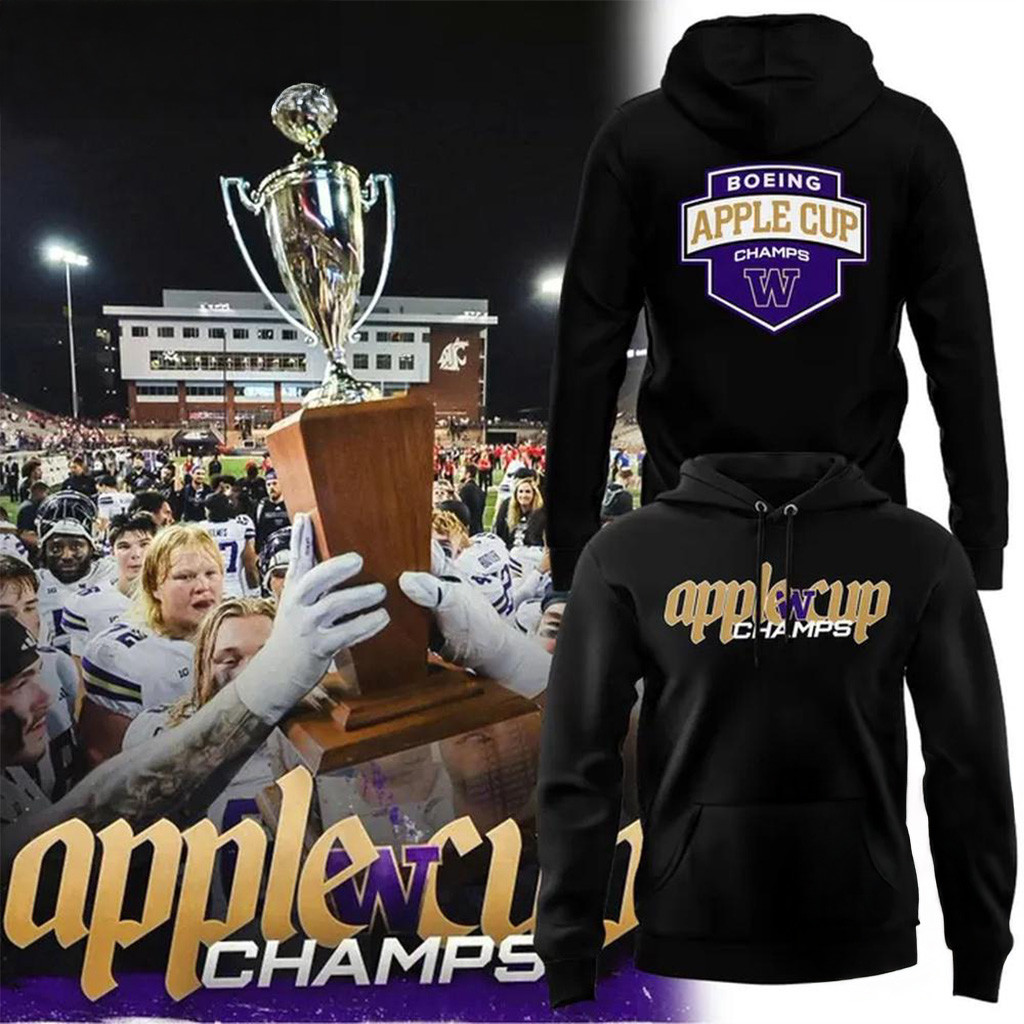 Washington Huskies Apple Cup Champs 2025 Hoodie Washington Huskies Merch Gift For Dad-1 Washington Huskies Apple Cup Champs 2025 Hoodie Washington Huskies Merch Gift For Dad-1
