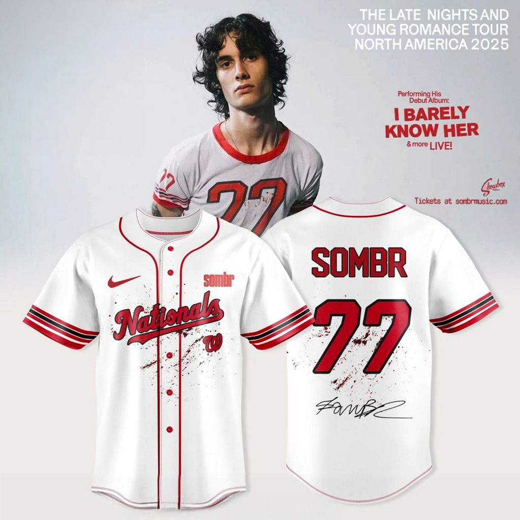 Washington Nationals X Sombr The Late Nights Young Romance Tour 2025 Jersey Nationals Merch-1