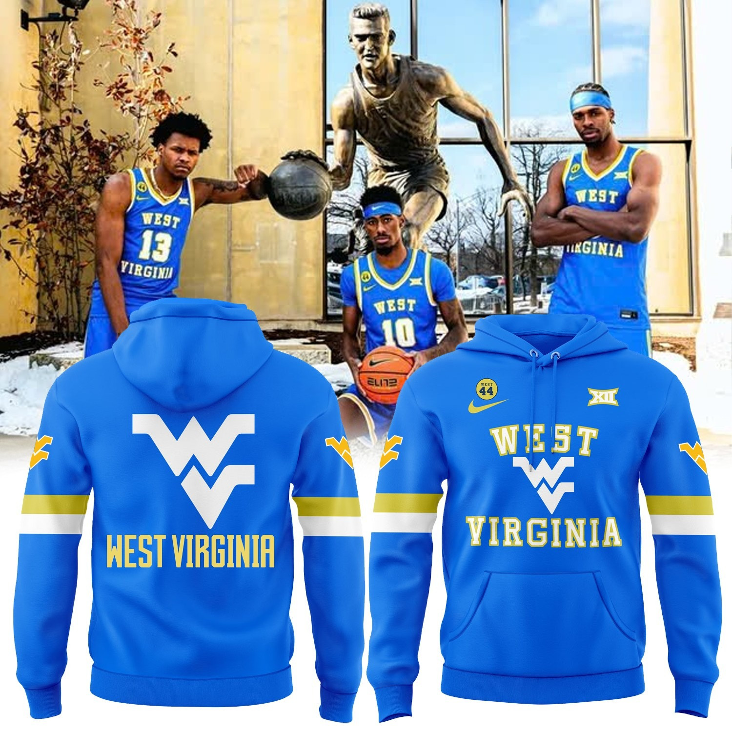 West Virginia Mountaineers Men's basketball Jerry West 44 Hoodie Merch Gifts For Fans-1 West Virginia Mountaineers Men's basketball Jerry West 44 Hoodie Merch Gifts For Fans-1