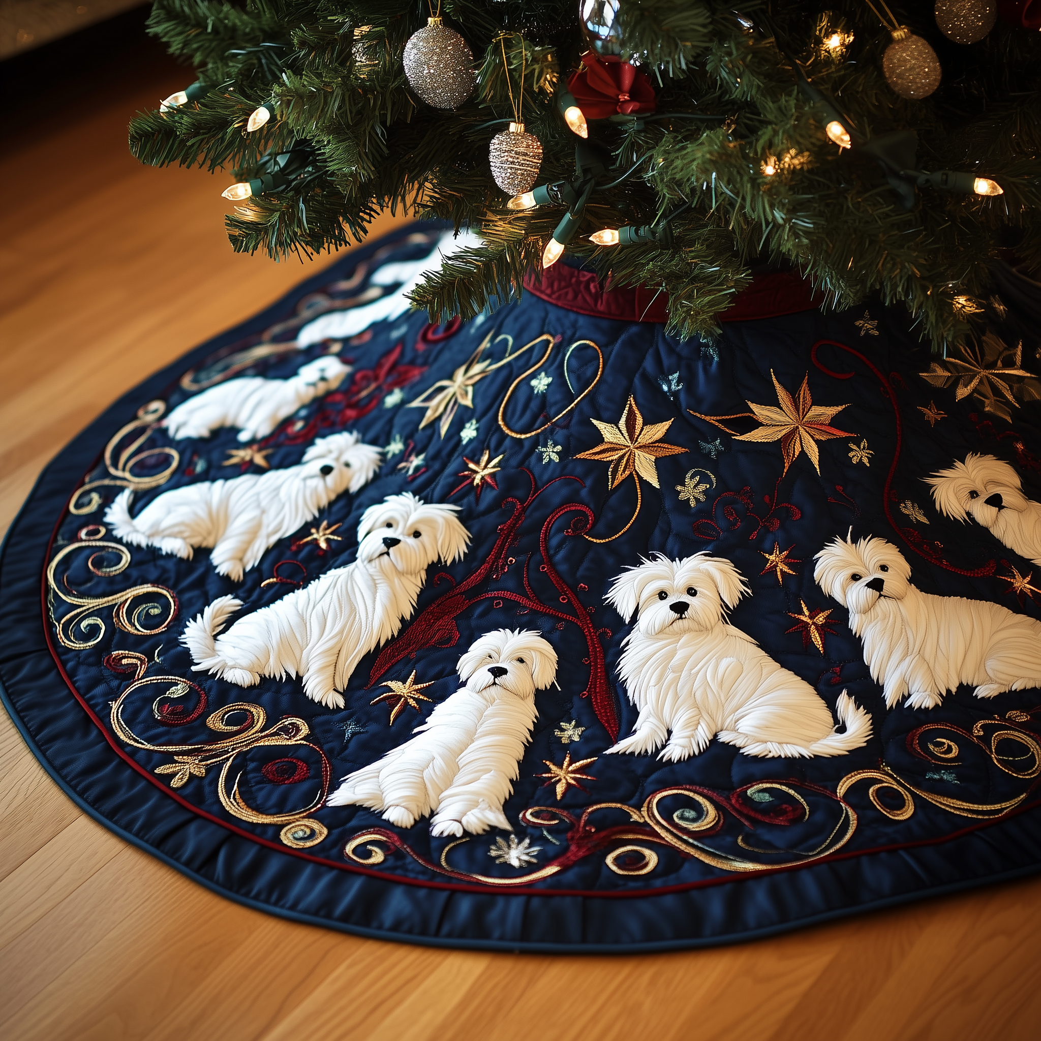 Westie Quilted Tree Skirt Christmas Decorations Gifts For West Highland Terrier Lovers-1 Westie Quilted Tree Skirt Christmas Decorations Gifts For West Highland Terrier Lovers-1