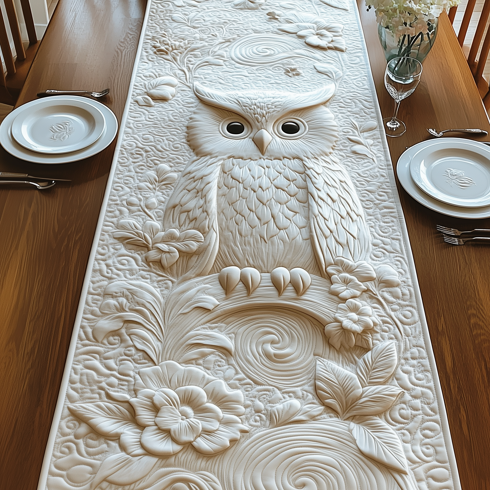 Winter Owl Quilted Table Runner Best Owl Gifts-1 Winter Owl Quilted Table Runner Best Owl Gifts-1