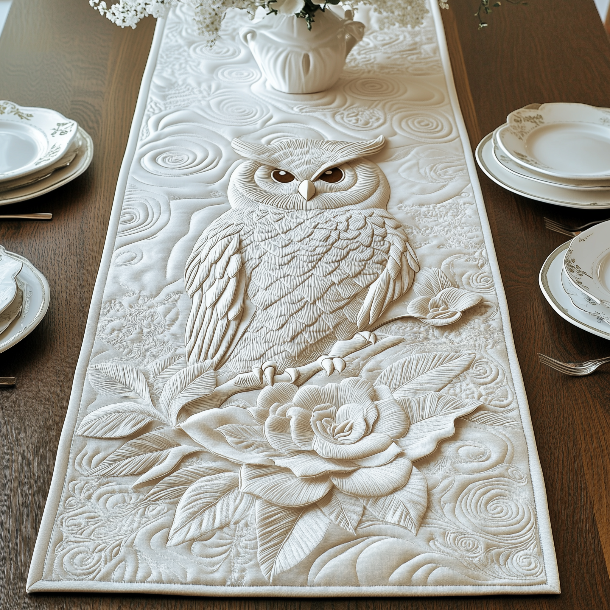 Winter Owl Quilted Table Runner Owl Gifts For Adults-1 Winter Owl Quilted Table Runner Owl Gifts For Adults-1