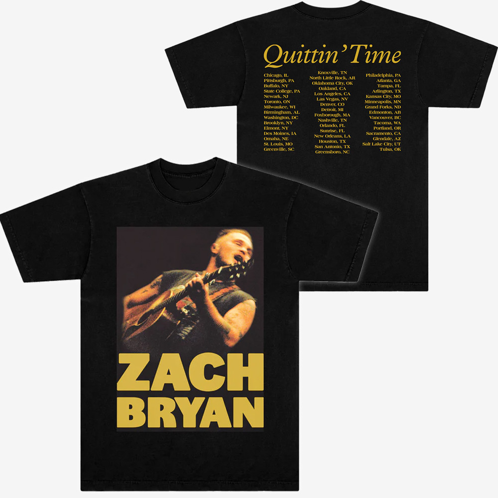 Zach Bryan 2025 Tour Merch Guitar Washed Quittin's Time Awesome Music Concert Gift Ideas-1