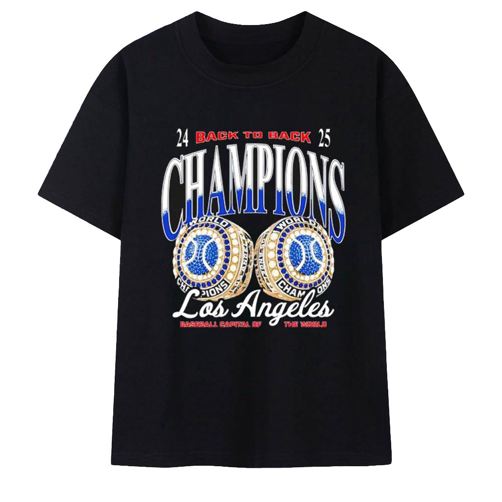 2024 2025 Back To Back Champions Los Angeles Dodgers Rings T-Shirt LAD World Series Merch 2025-1