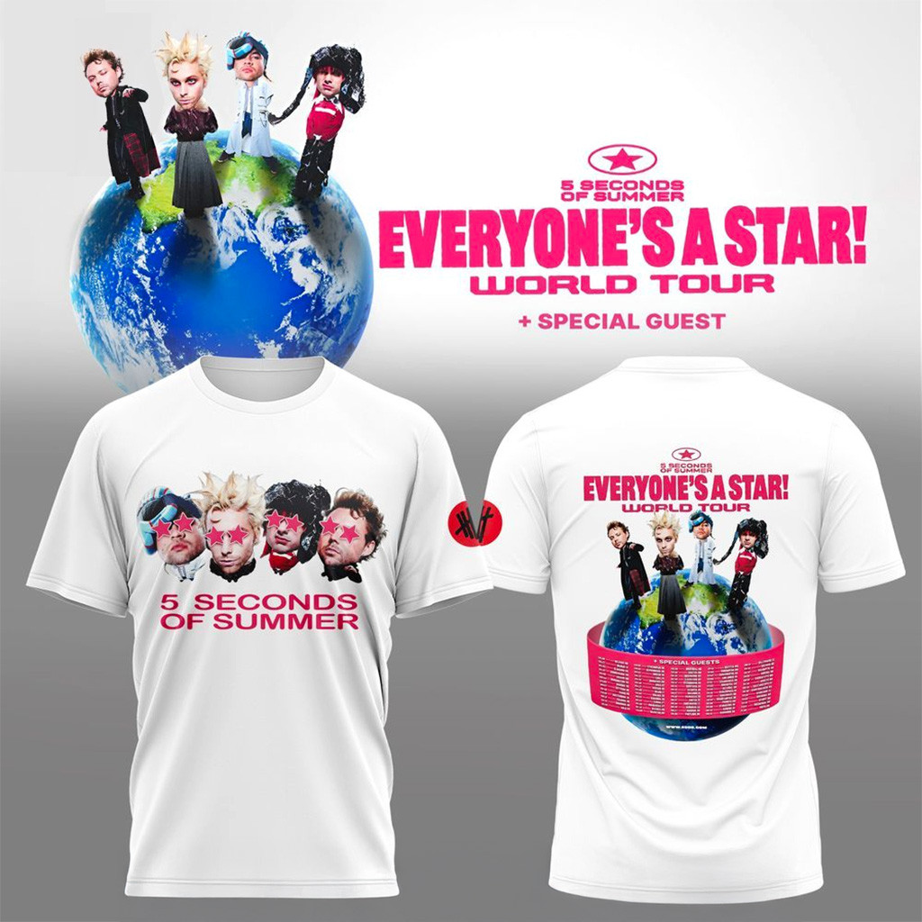 5 Seconds Of Summer Everyone's A Star World Tour T-Shirt Fan Merch Gifts For Friends-1