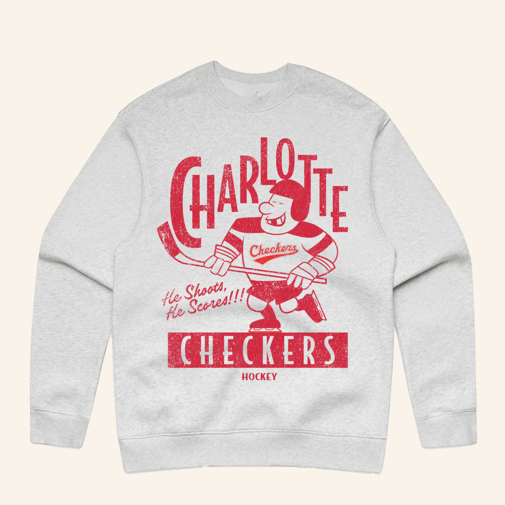 704 Merch Charlotte Checkers Retro Player Sweatshirt Presents For Hockey Fans-1