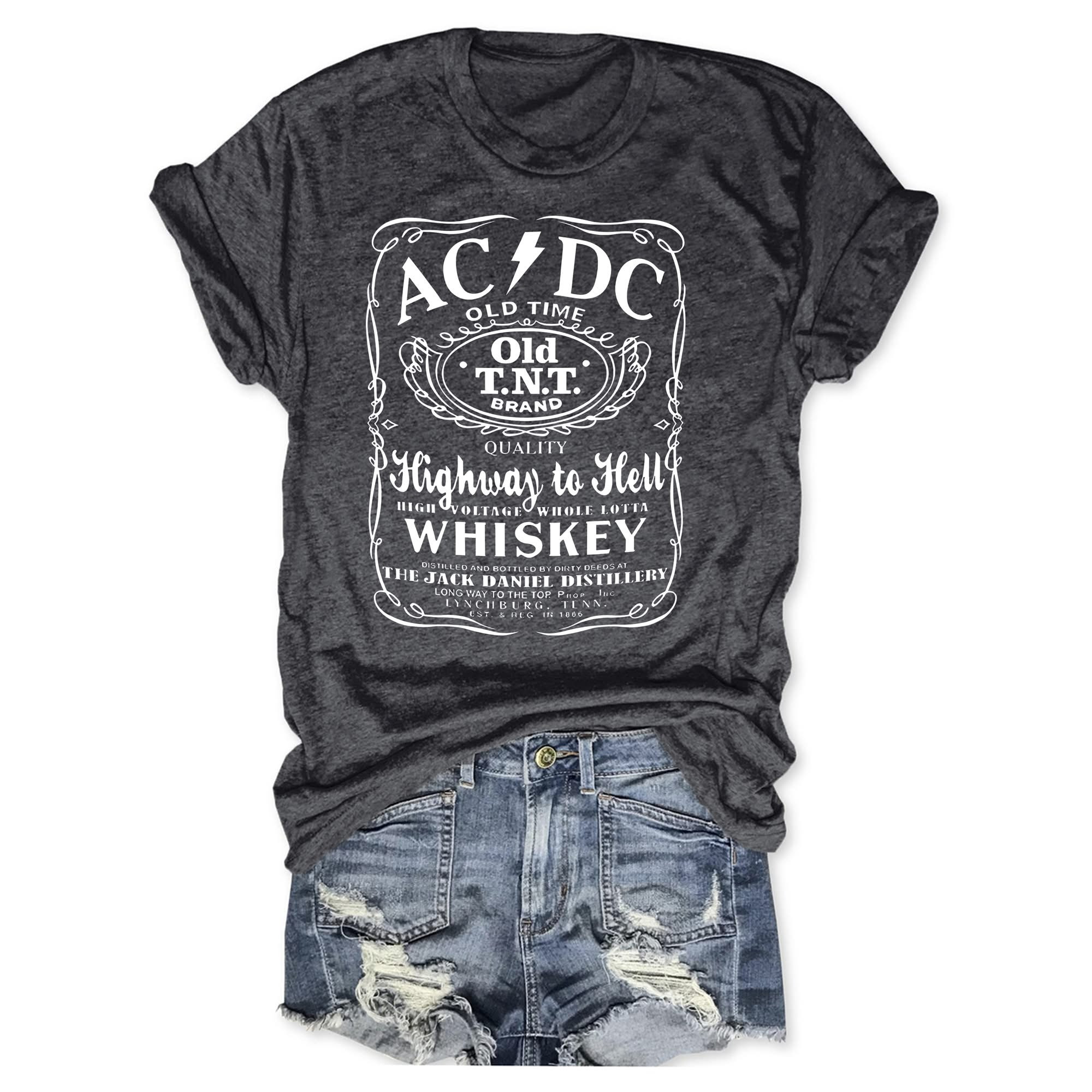 AC'DC Band Old Time Highway To Hell Whiskey T-Shirt Women's ACDC Fan Merch Gifts For Her-1