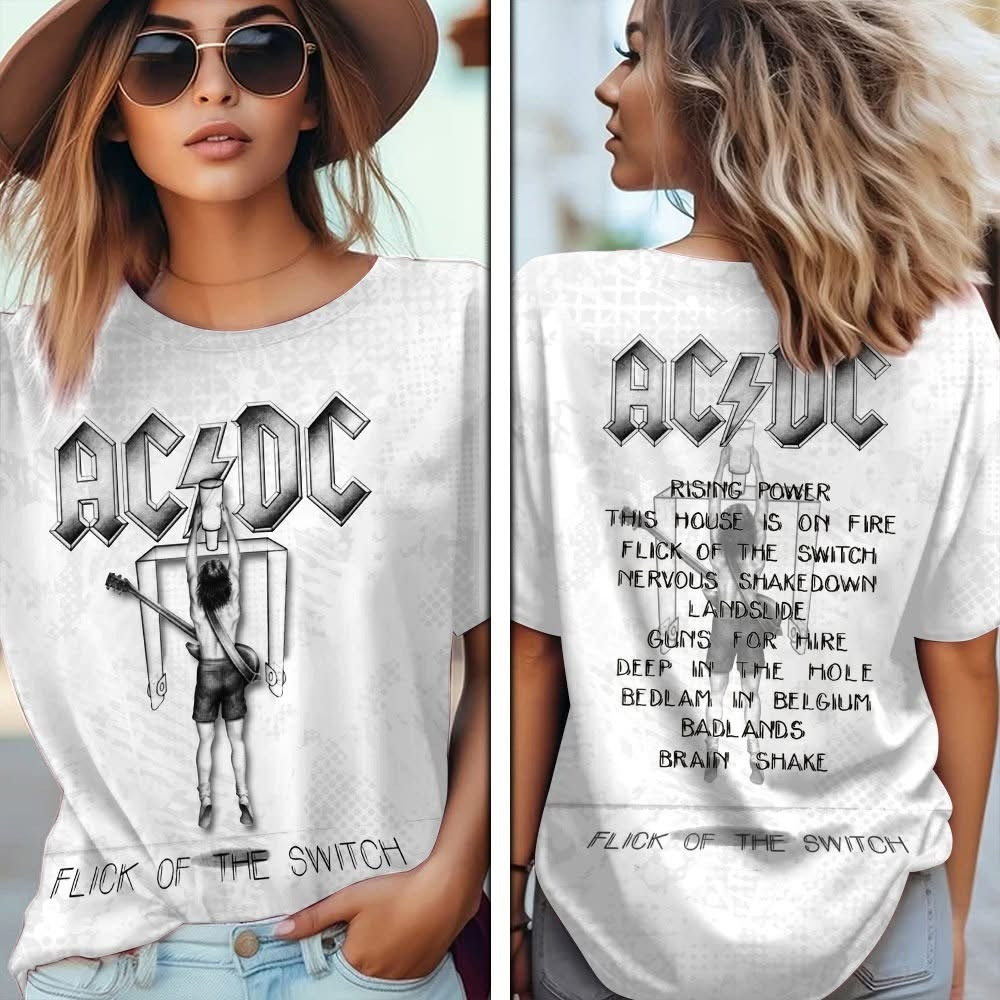 AC'DC Flick Of The Switch T-Shirt Women's AC'DC Tour Merch Fan Gifts For Her-1