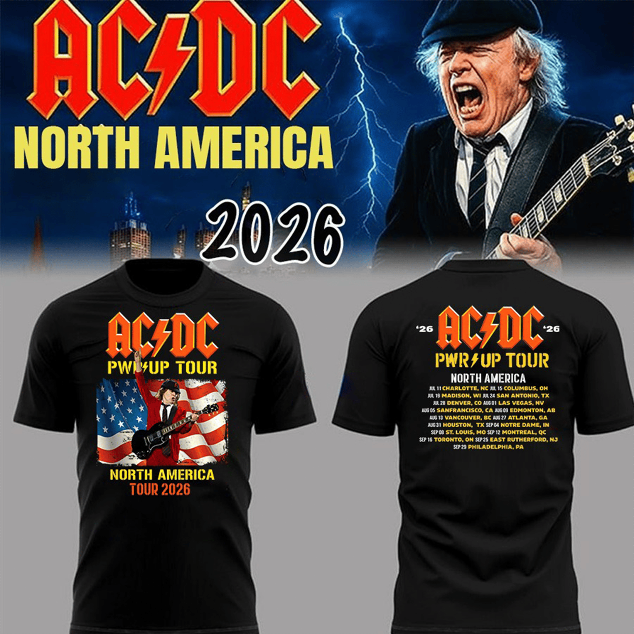 ACDC For Those About To Rock T-Shirt ACDC PWR Up Tour 2025 Shirt Rock Lovers Gifts-1