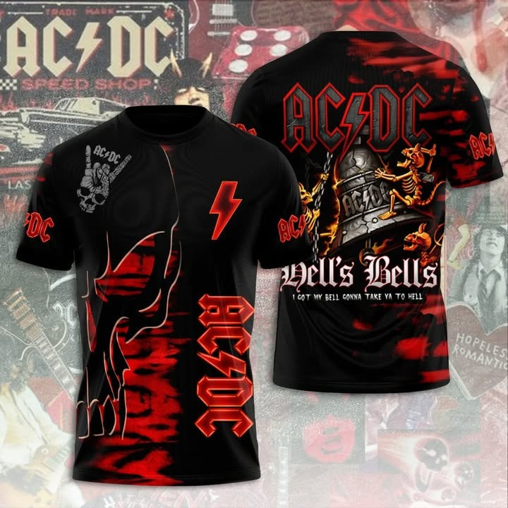 AC'DC Hells Bells T-Shirt AC'DC Tour Concert Merch Cool Fan Gift Ideas For Men-1