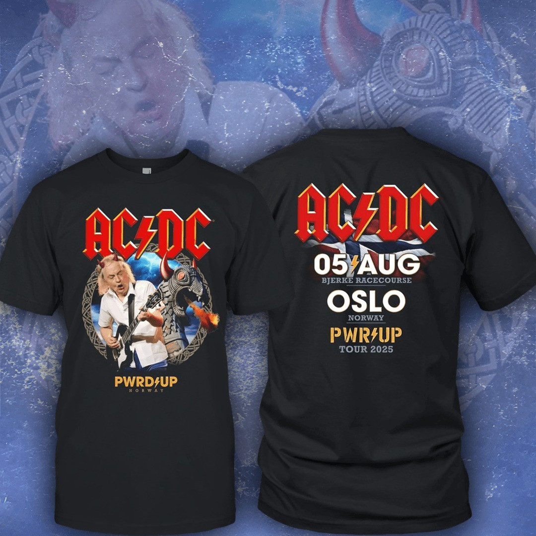 AC'DC PWR UP OSLO Norway Tour 2025 Merch T-Shirt Clothing Best Gifts For Rock Flans-1