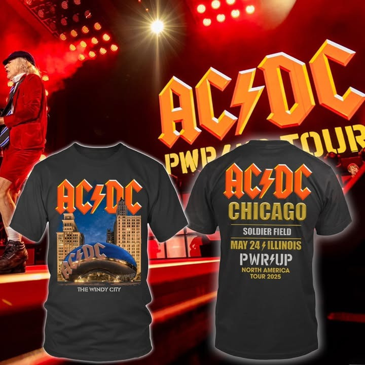 AC'DC Power PWR Up Chicago Tour 2025 T-Shirt The Windy City North American Concert Merch-1