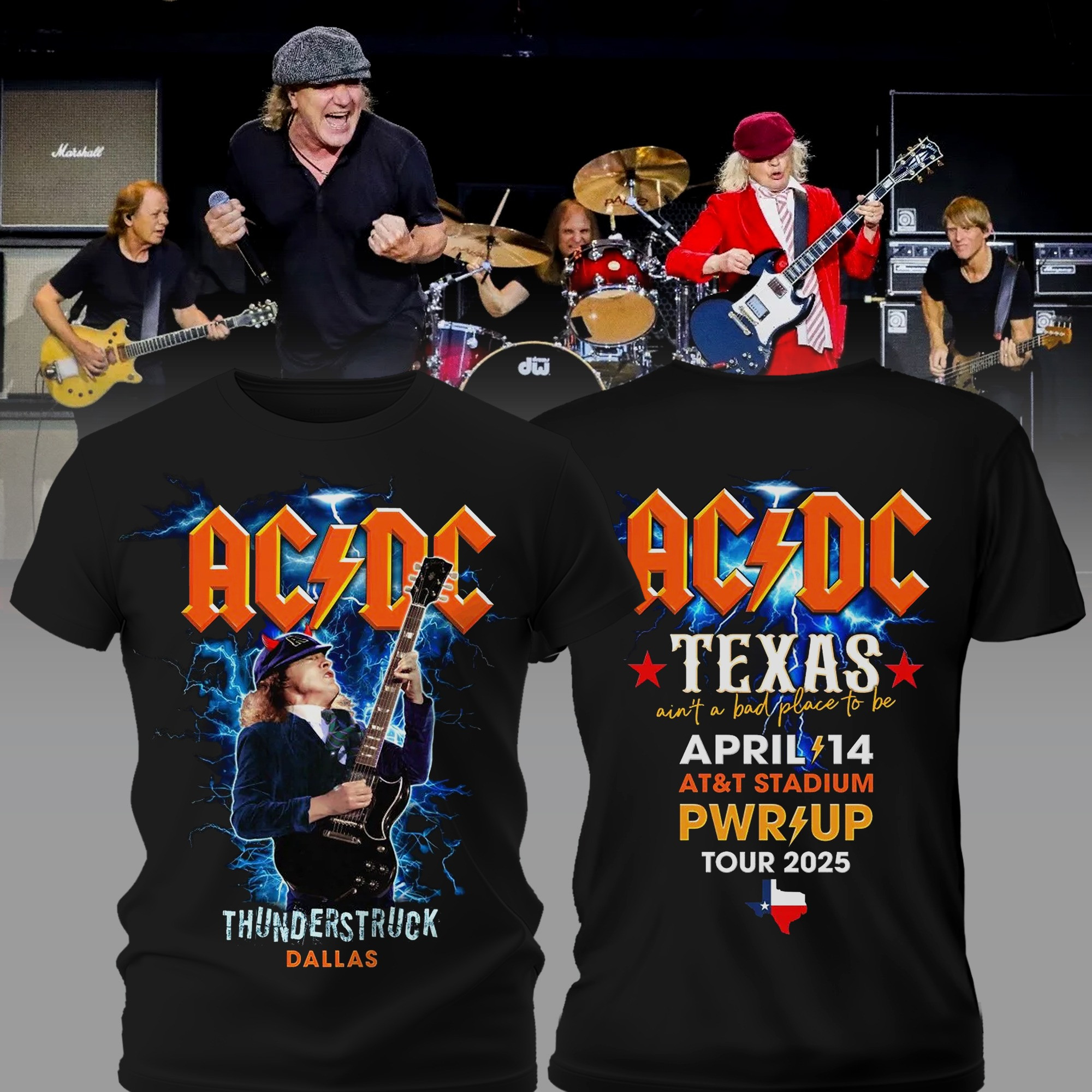 AC'DC Power Up Tour Merch 2025 T-Shirt Thunderstruck Dallas Texas Gifts For Fans-1