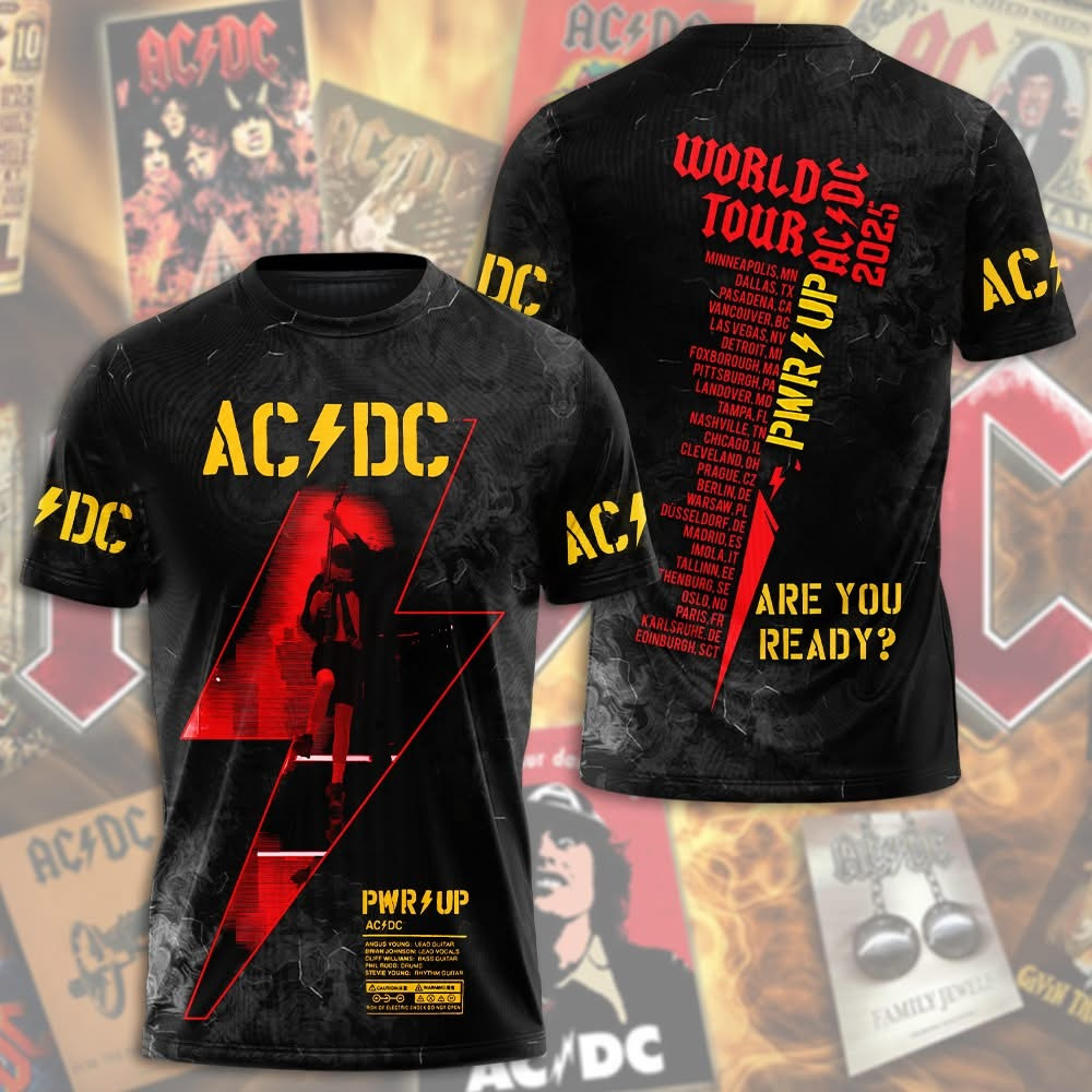 AC'DC Power Up World Tour 2025 T-Shirt ACDC Tour Merch Apparel Best Gifts For Rock Fans-1