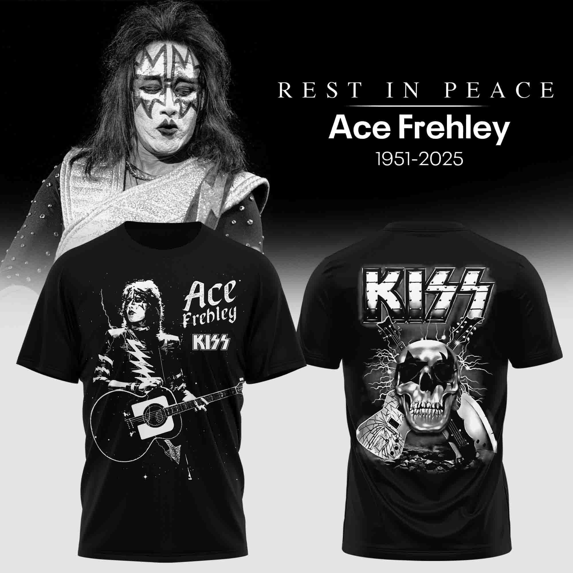 Ace Frehley Kiss T-Shirt Rest In Peace Ace Frehley Merch Gifts For Rock Music Lovers-1
