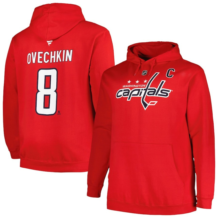 Alex Ovechkin Hoodie Red Washington Capitals Hooded Sweatshirt Merch For Hockey Fans-1