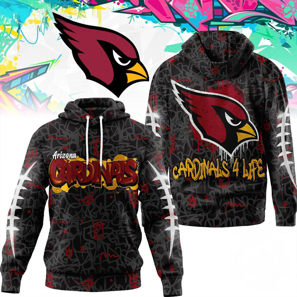 Arizona Cardinals NFL Special Graffiti My Team 4 Life Hoodie Cardinals Merch Gifts For Fans-1