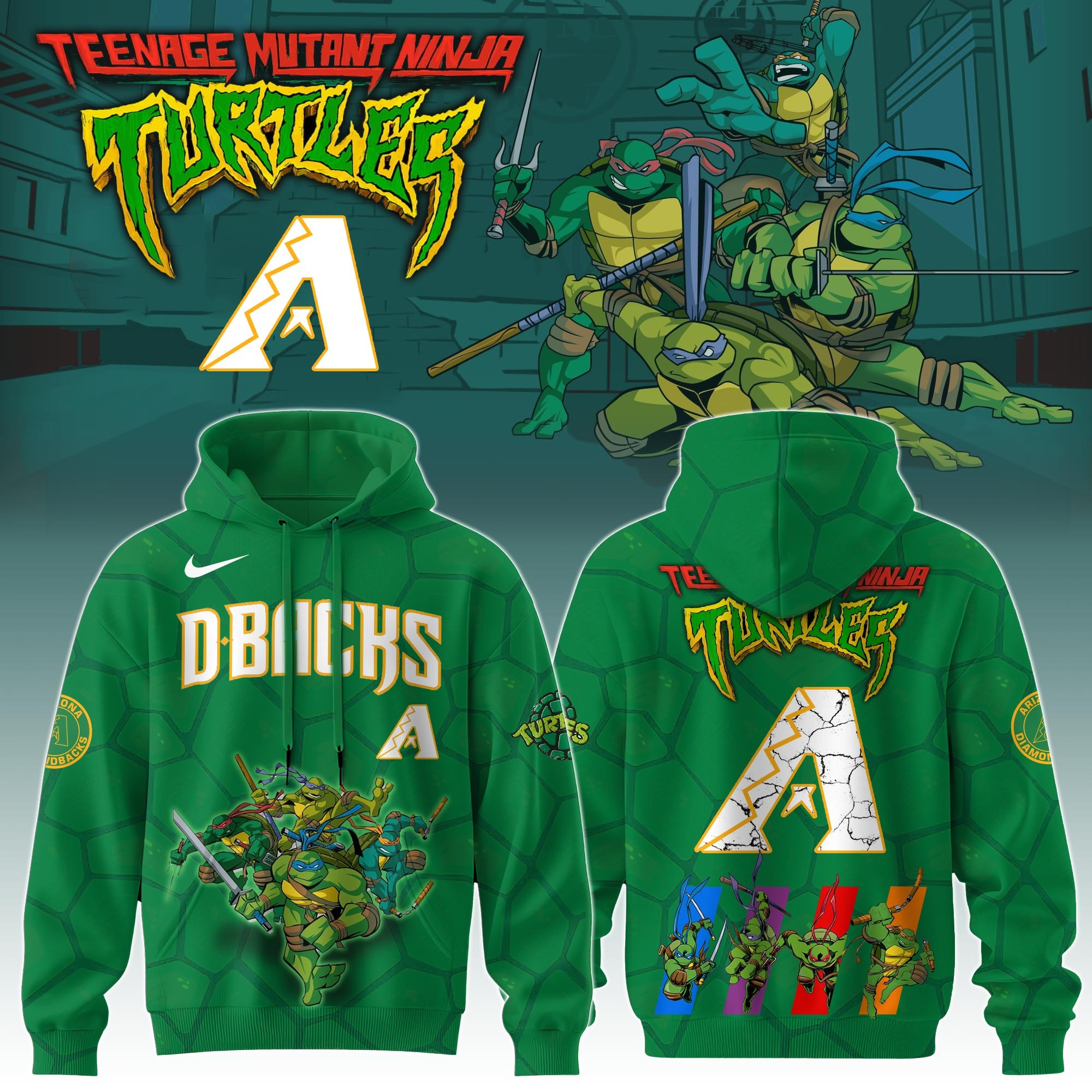 Arizona Diamondbacks MLB X Ninja Turtles Hoodie Baseball Ninja Turtles Lovers Fan Gifts-1