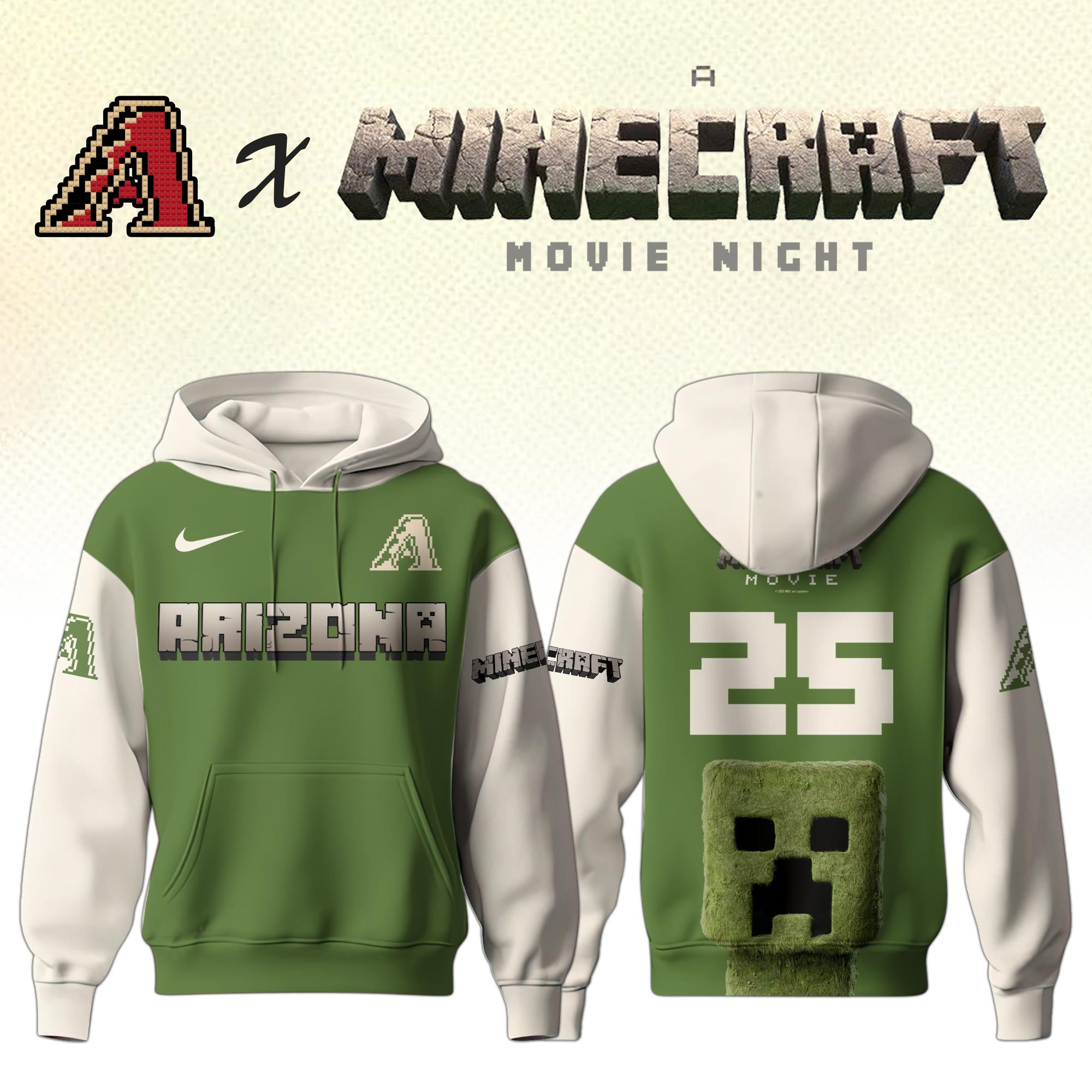 Arizona Diamondbacks MLB x A MINECRAFT MOVIE Night Hoodie Unique Gifts Baseball Fans-1
