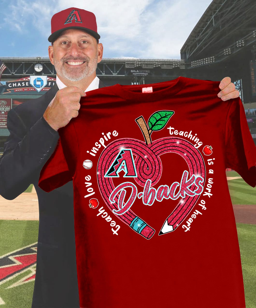 Arizona Diamondbacks Teach Love Inspire T-Shirt Honor Teacher's Day Diamondbacks Fan Gifts-1