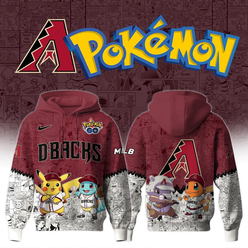 Arizona Diamondbacks X Pokemon Go Hoodie MLB Merch Best Gifts For Baseball Lovers Fans-1