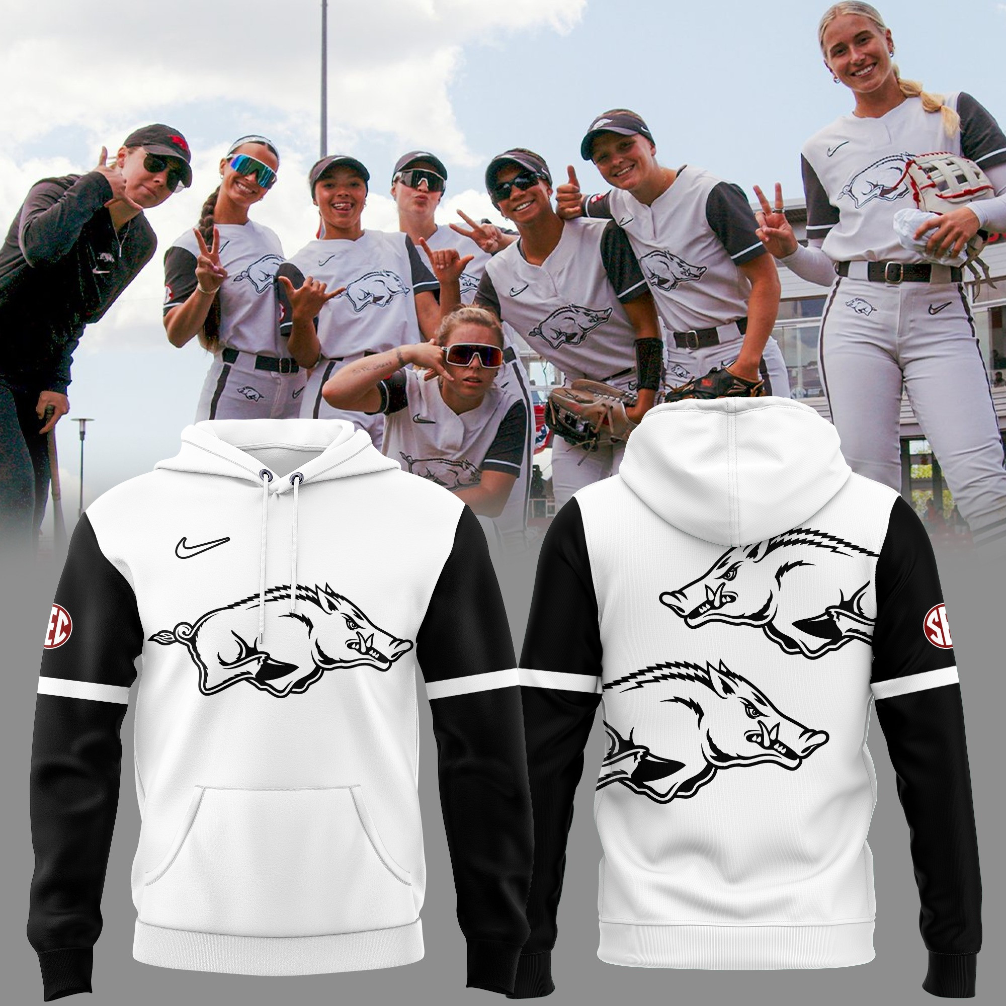 Arkansas Razorback Softball Hoodie The Hogs 2025 Merch Apparel Best Gifts For Fans-1