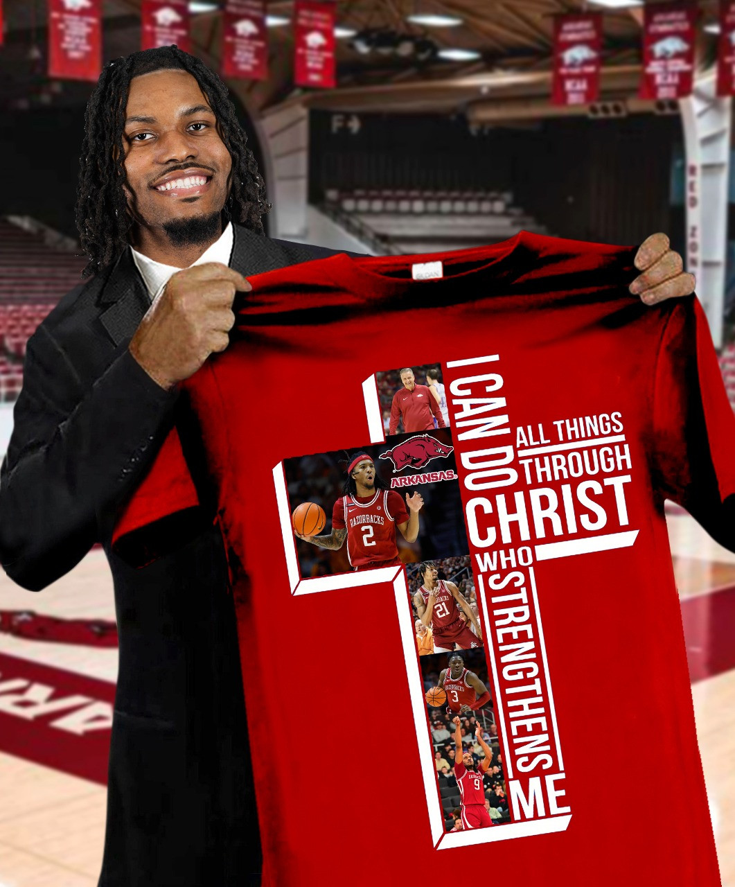 Arkansas Razorbacks Faith T-Shirt I Can Do All Things Through Christ Who Strengthens Me-1