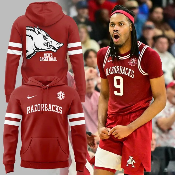 Arkansas Razorbacks Men's Basketball Hoodie Red The Hogs Merch Gifts For Razorback Fans-1