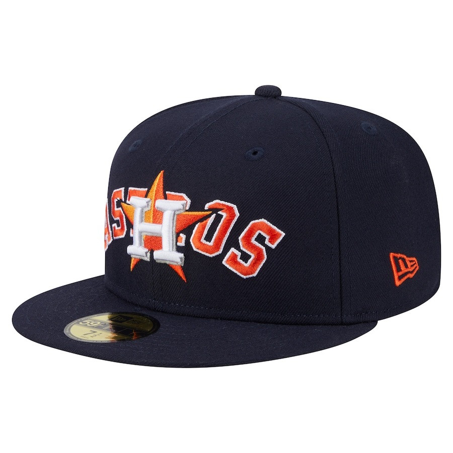 AsHos Houston Astros Overlap Hat MLB New Era Houston Astros Vulgar 59FIFTY Fitted Hat-1