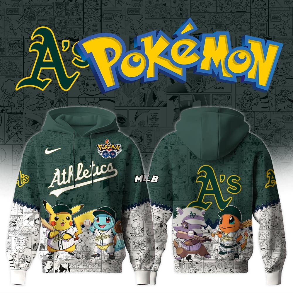 Athletics X Pokemon Go Hoodie MLB Merch Best Gifts For Baseball Lovers Fans For Him Her-1