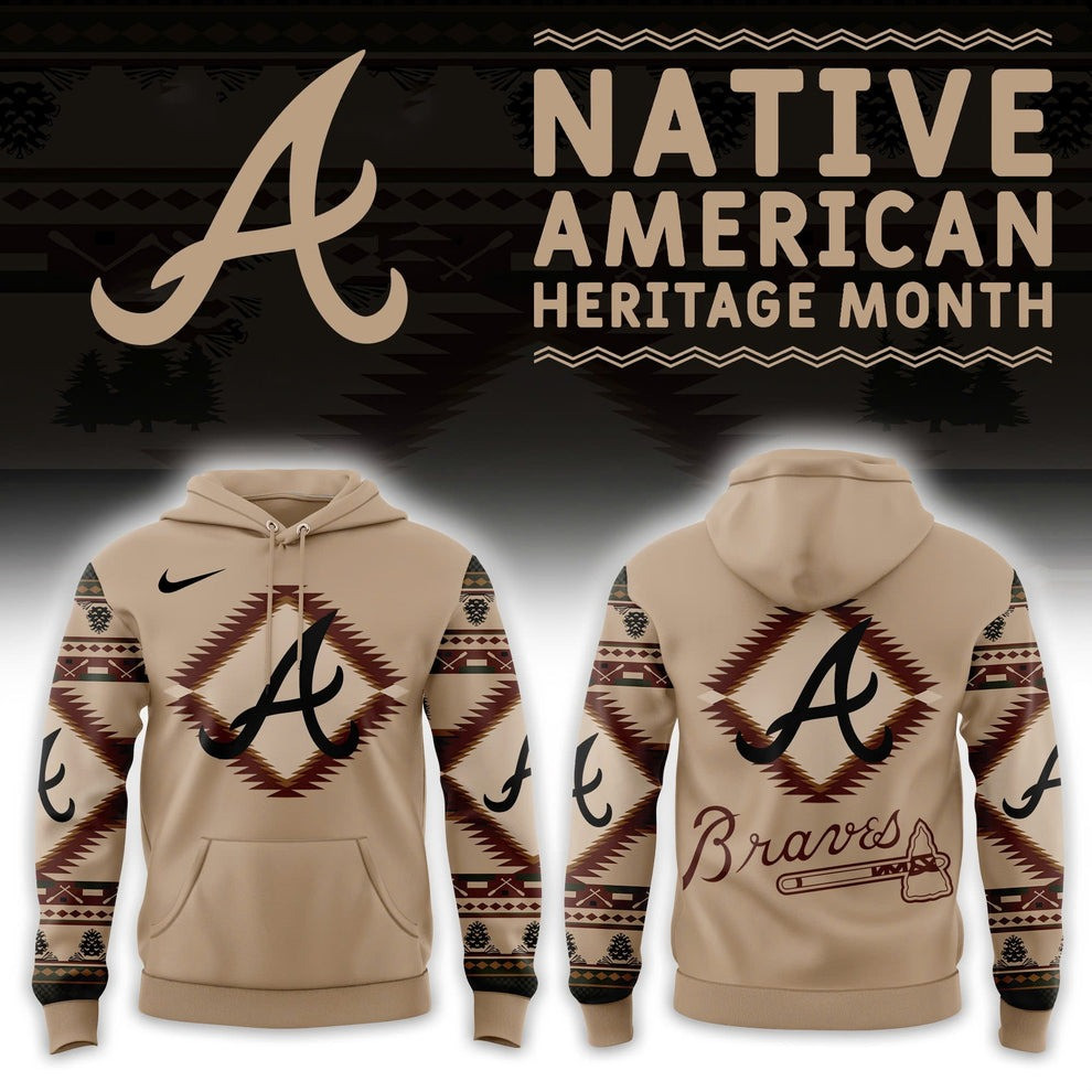Atlanta Braves America Native Heritage Month Hoodie MLB Merch Baseball Fan Themed Gifts-1