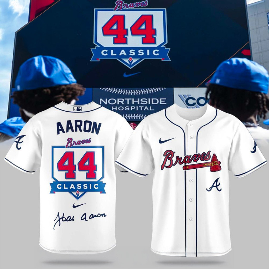 Atlanta Braves Hank Aaron 44 Classic Jersey Atlanta Braves Merch Gifts For Brother-1