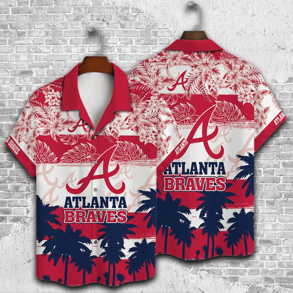 Atlanta Braves Hawaiian Shirt Palm Aloha Shirt Clothing Unique Atlanta Braves Gifts-1