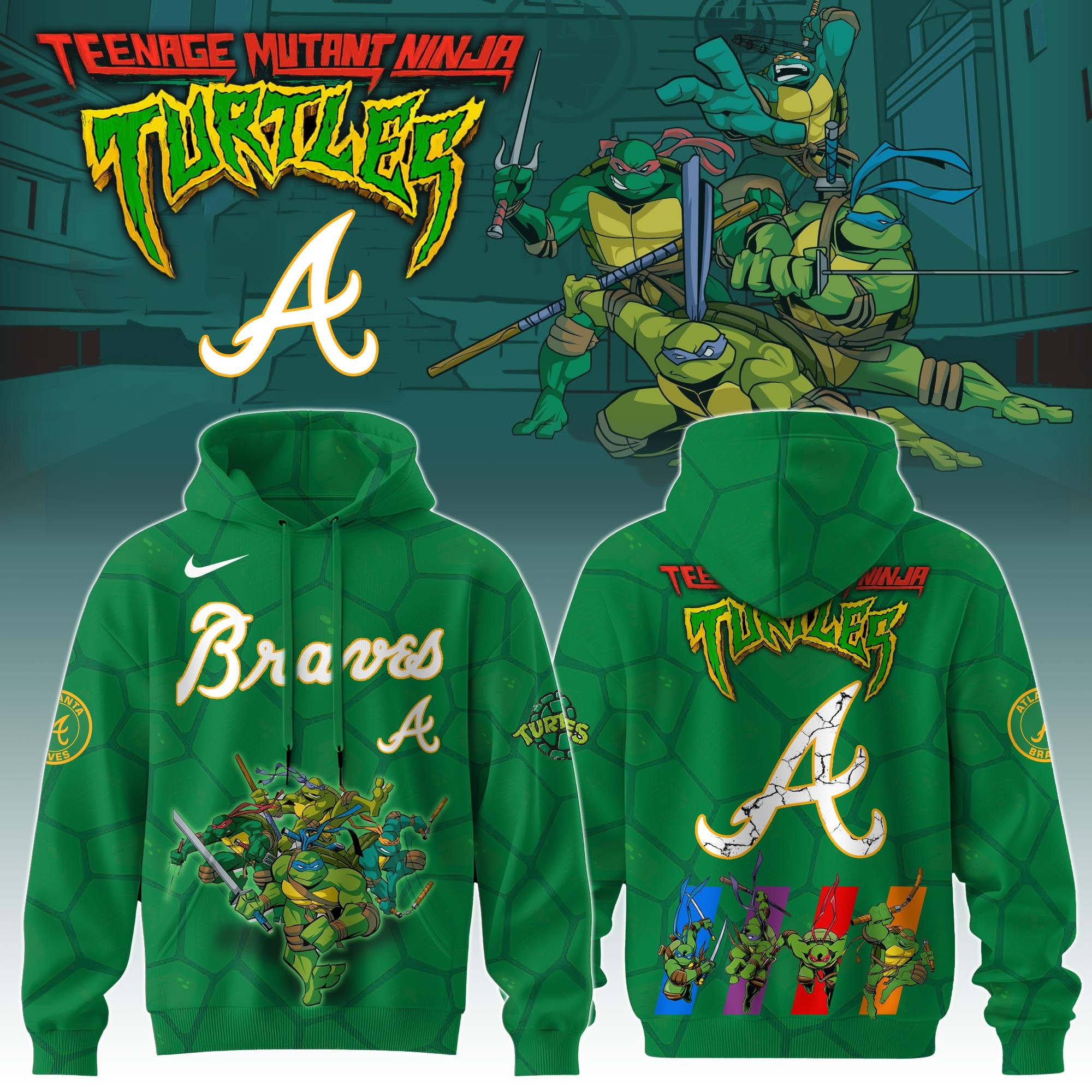 Atlanta Braves MLB X Ninja Turtles Hoodie Baseball Ninja Turtles Lovers Fan Gifts For Him-1