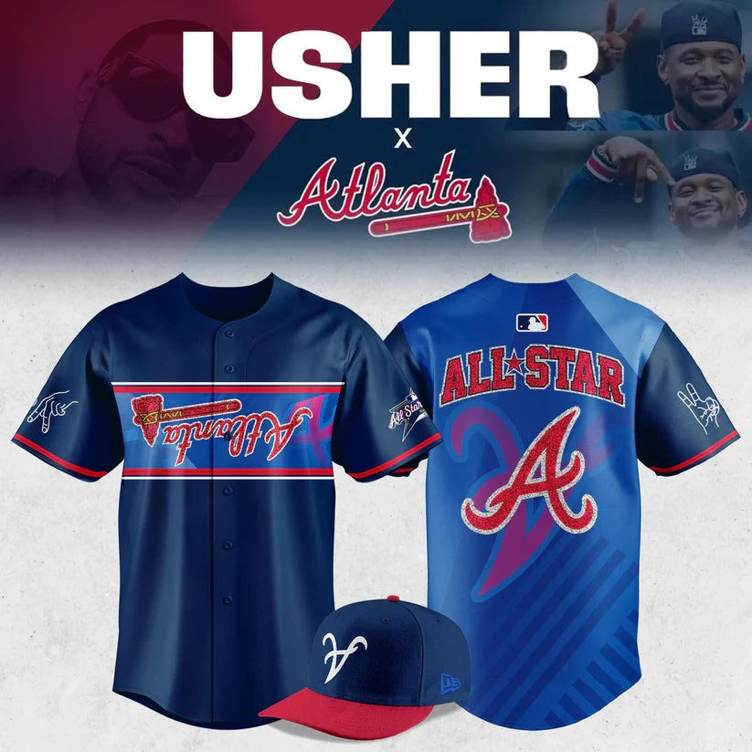 Atlanta Braves Peace Up A Town Down Usher Jersey Baseball MLB All Star Game Fan Merch-1