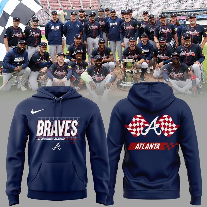 Atlanta Braves Speedway Classic '25 Bristol TN Hoodie Navy 2025 MLB Merch Fan Clothing-1