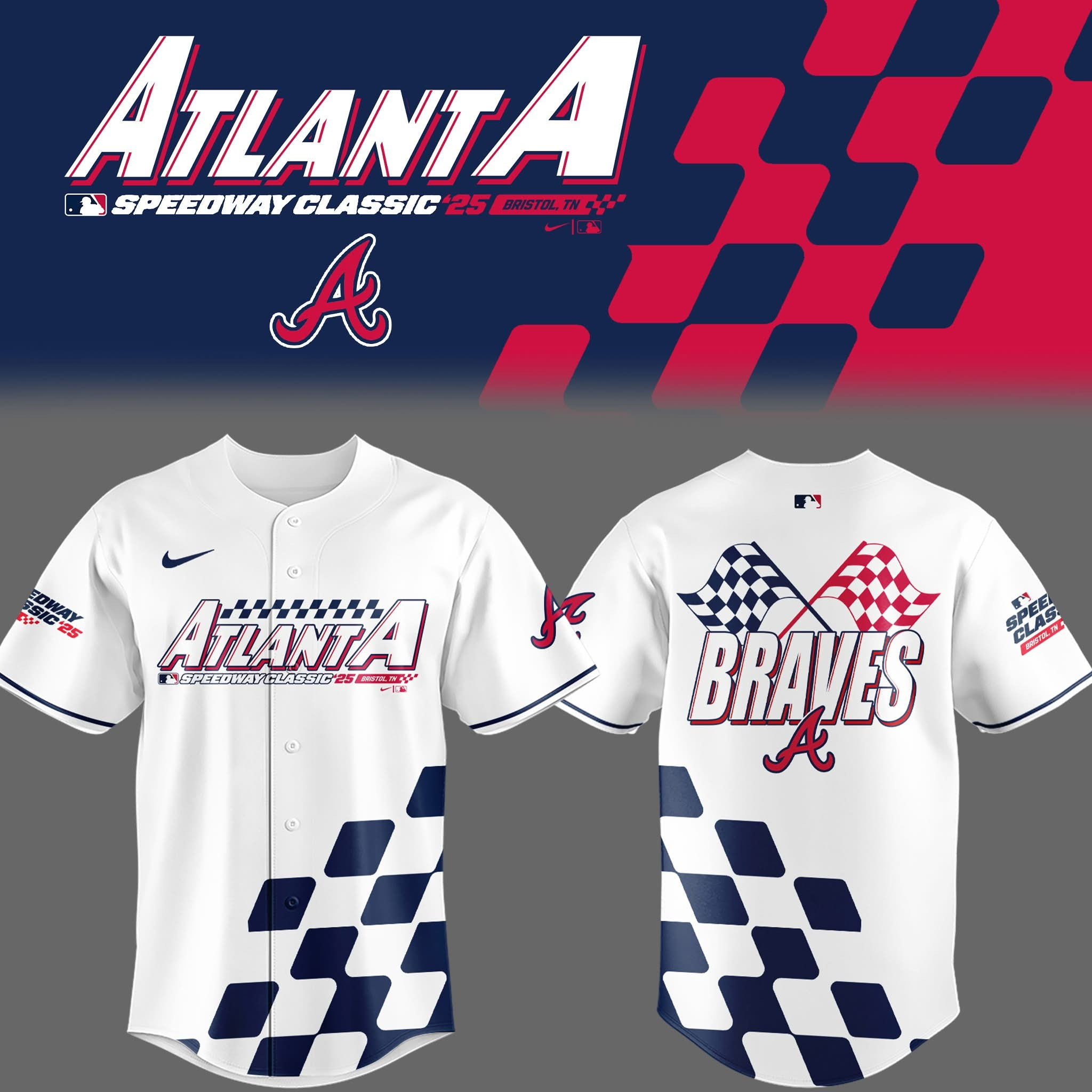 Atlanta Braves Speedway Classic '25 Bristol TN Jersey 2025 MLB Merch Fan Clothing-1